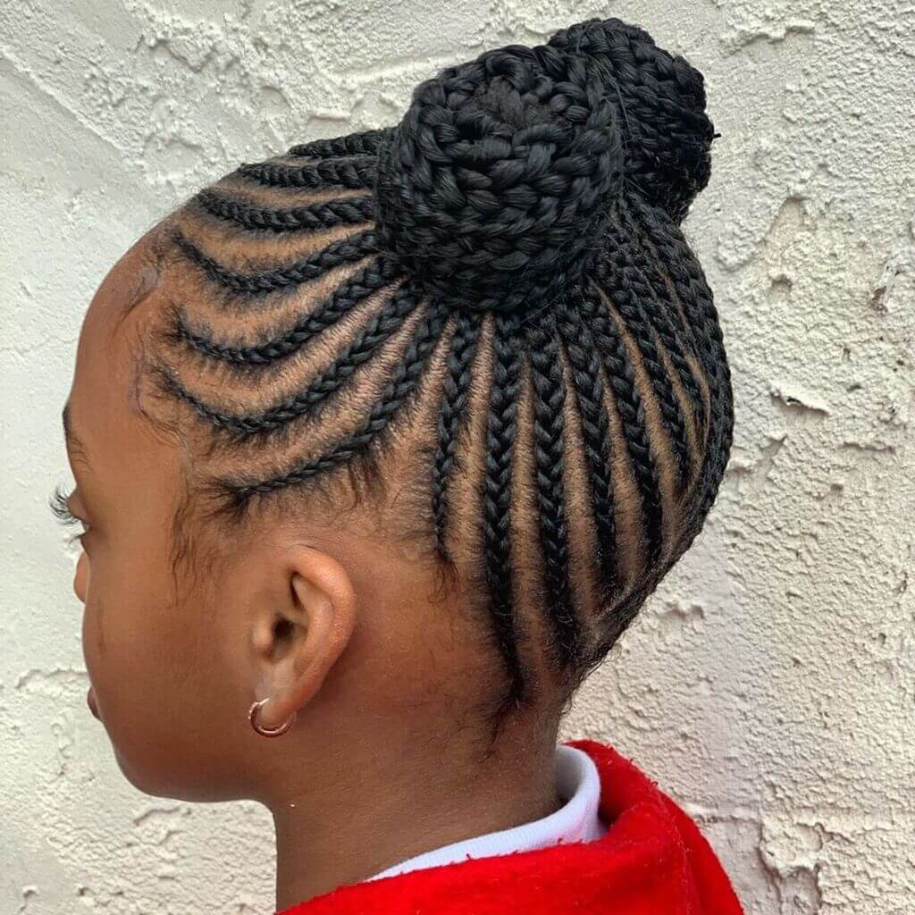 Natural Hair Braided Top Bun