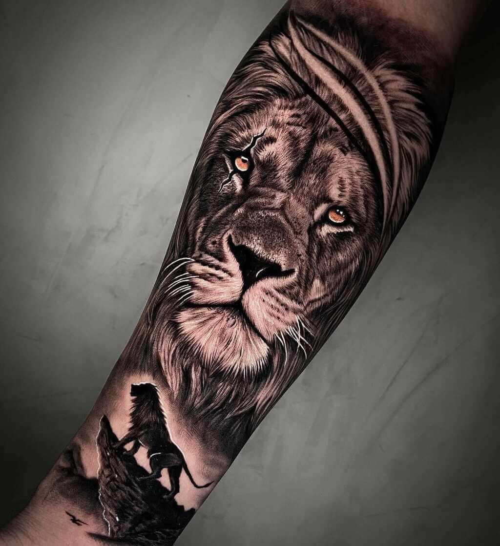 Lion Forearm Tattoo Ideas for Men