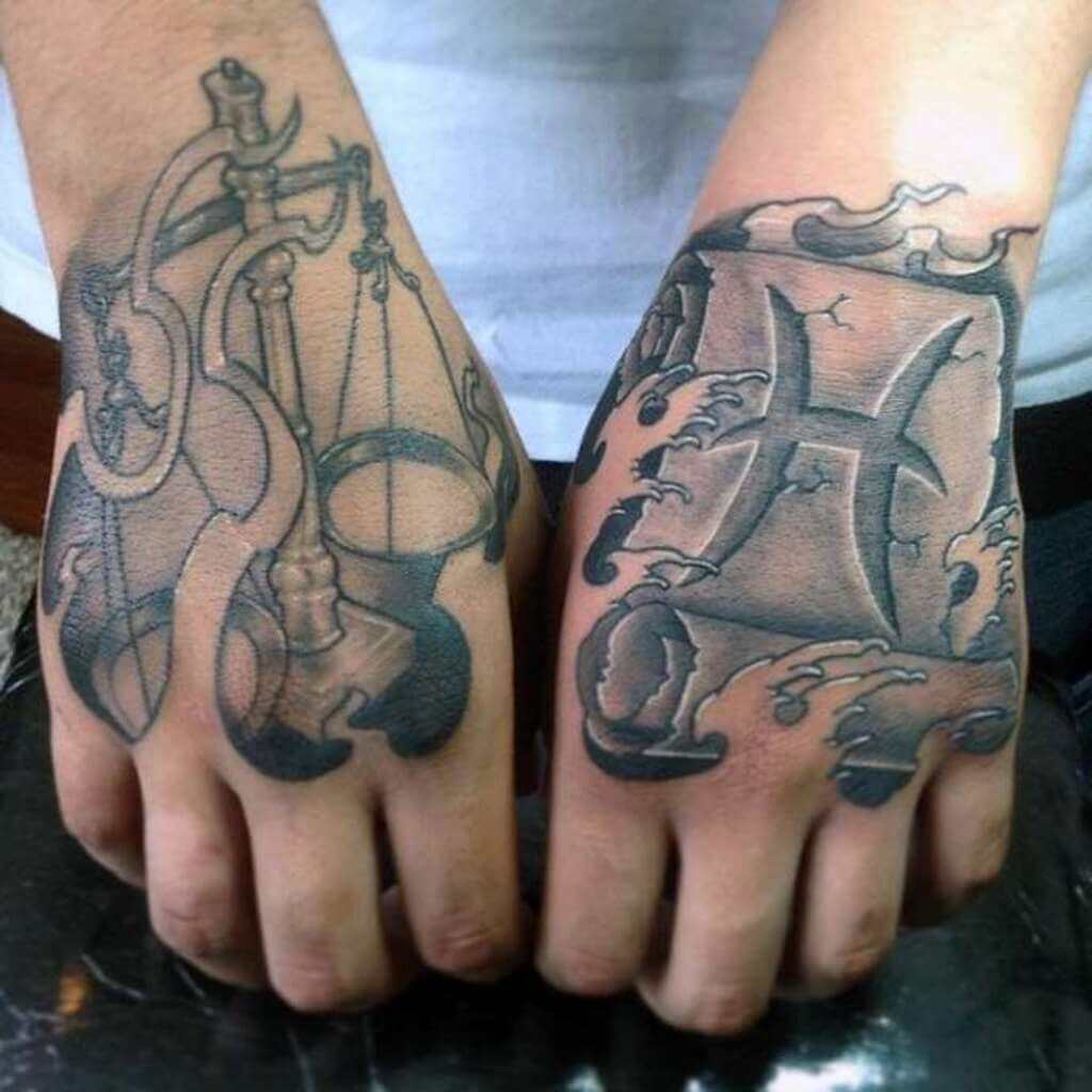 Zodiac Sign Hand Tattoo Men