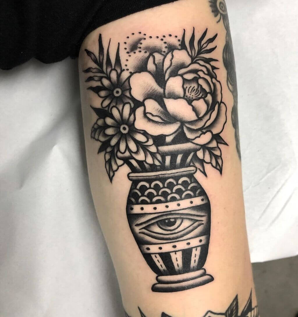 Traditional Vase Tattoo Design