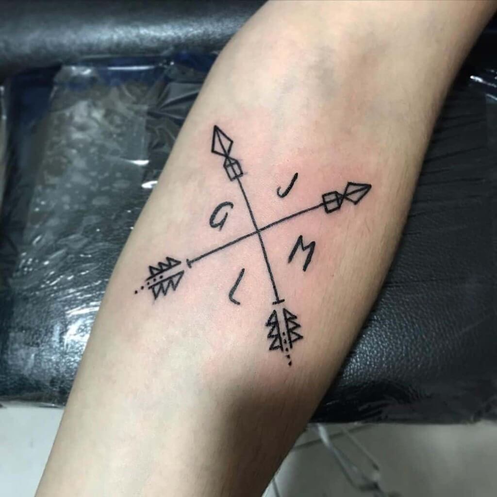 Crossed Arrows Mens Forearm Tattoo