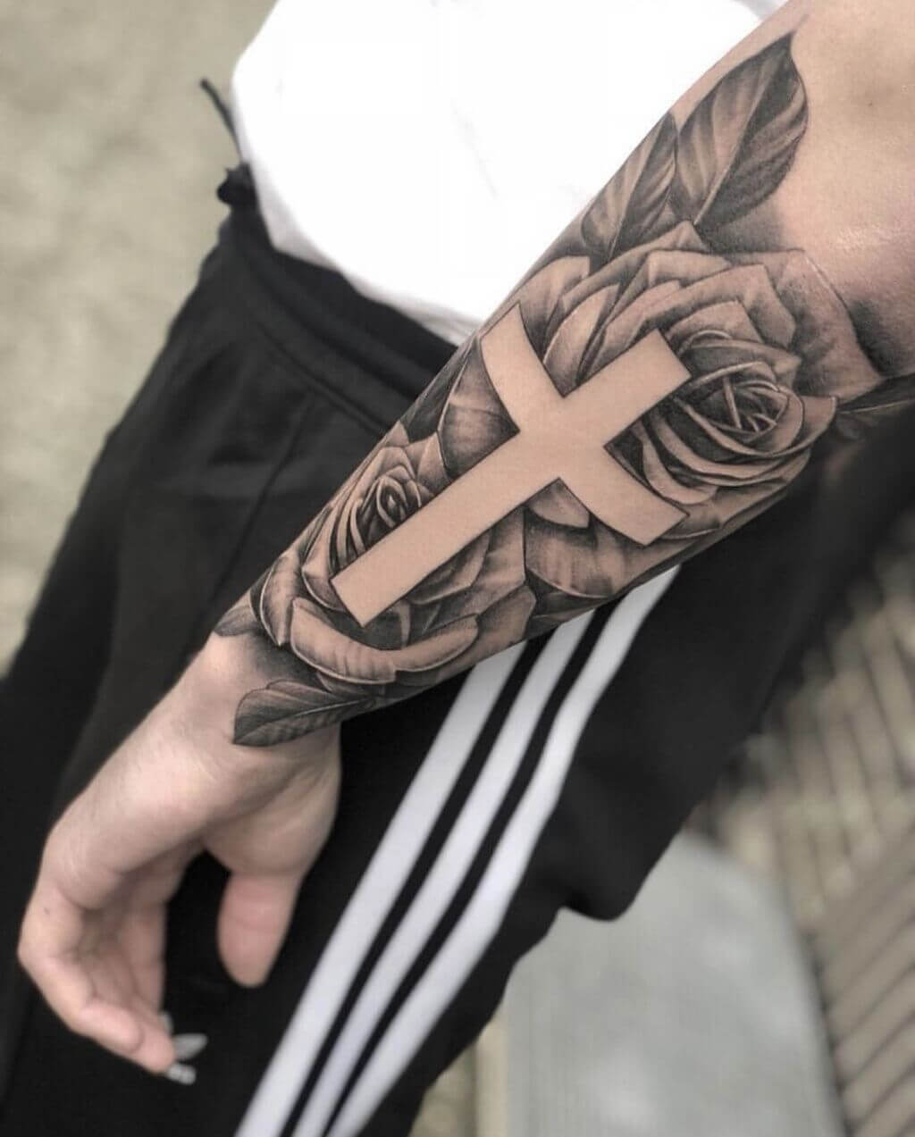 Cross Sleeve Tattoo for Men