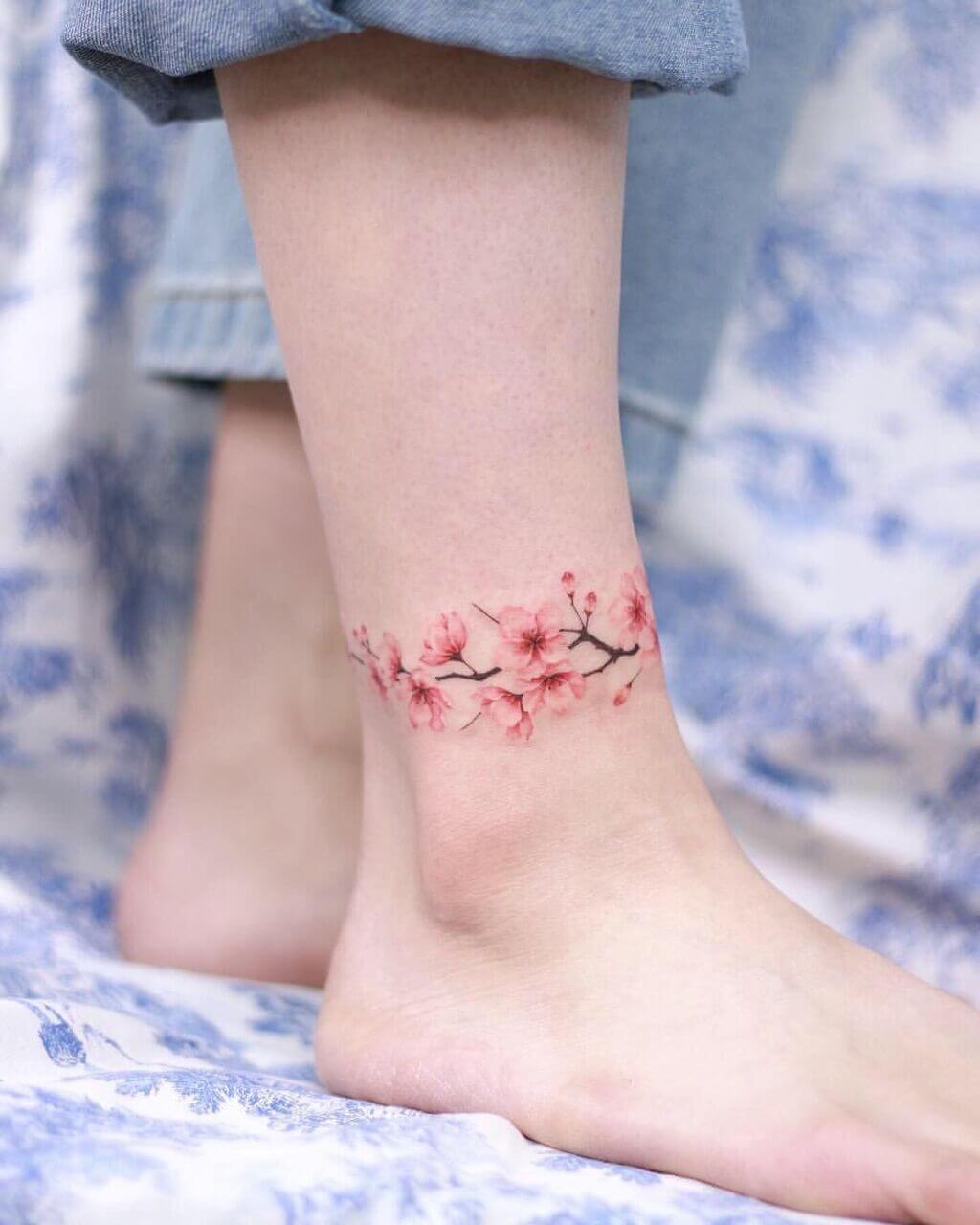 Anklet Feminine Cherry Blossom Tattoo