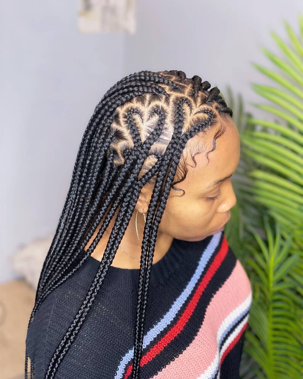 Pretty Knotless Braids with Two Hearts