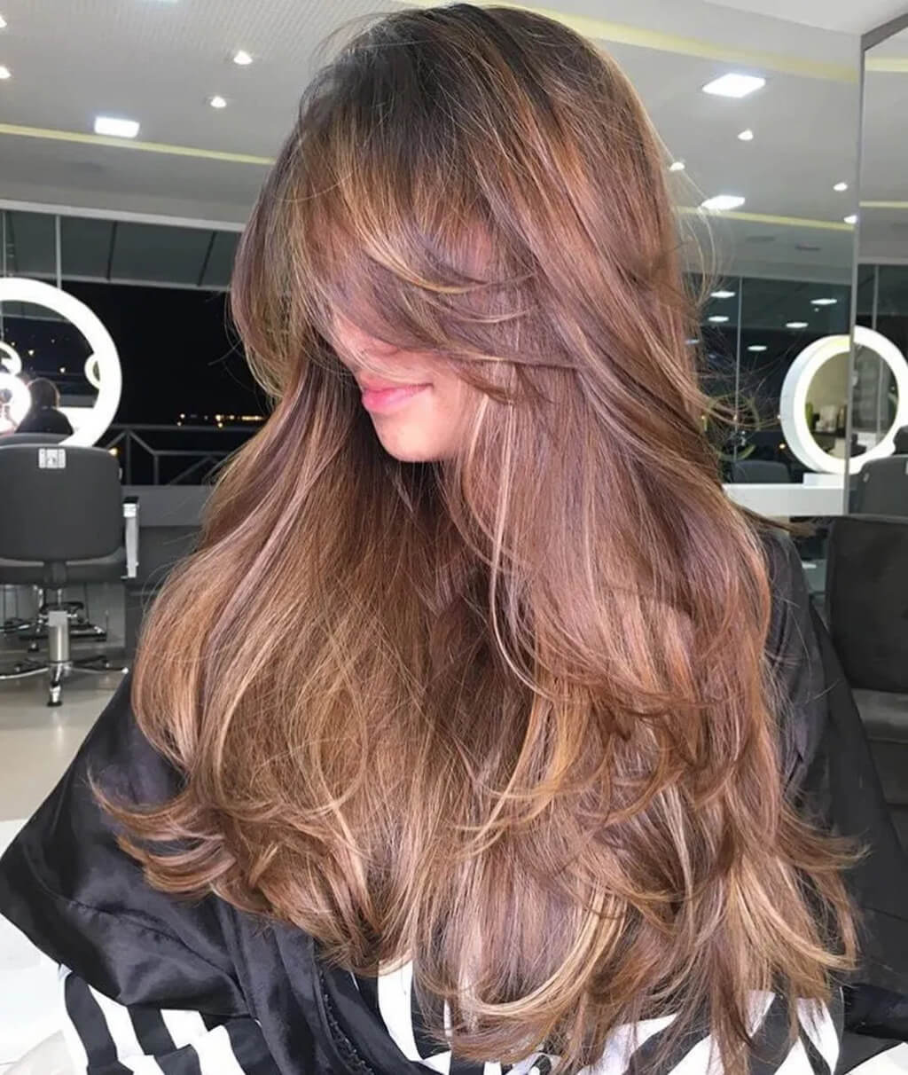 How to style silky long hair with curtain bangs?