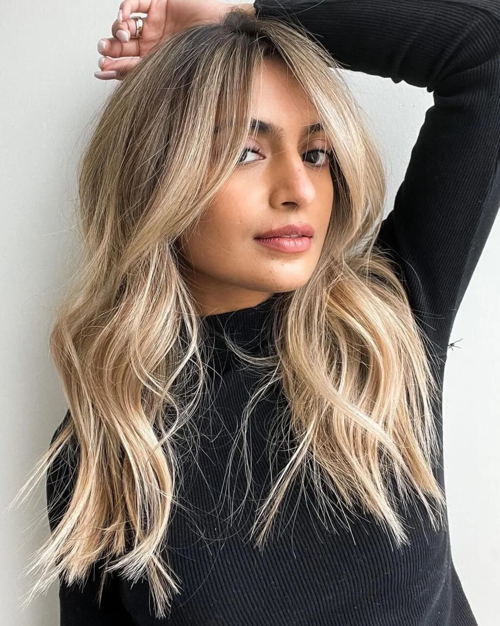 How to style long gray hair with curtain bangs?