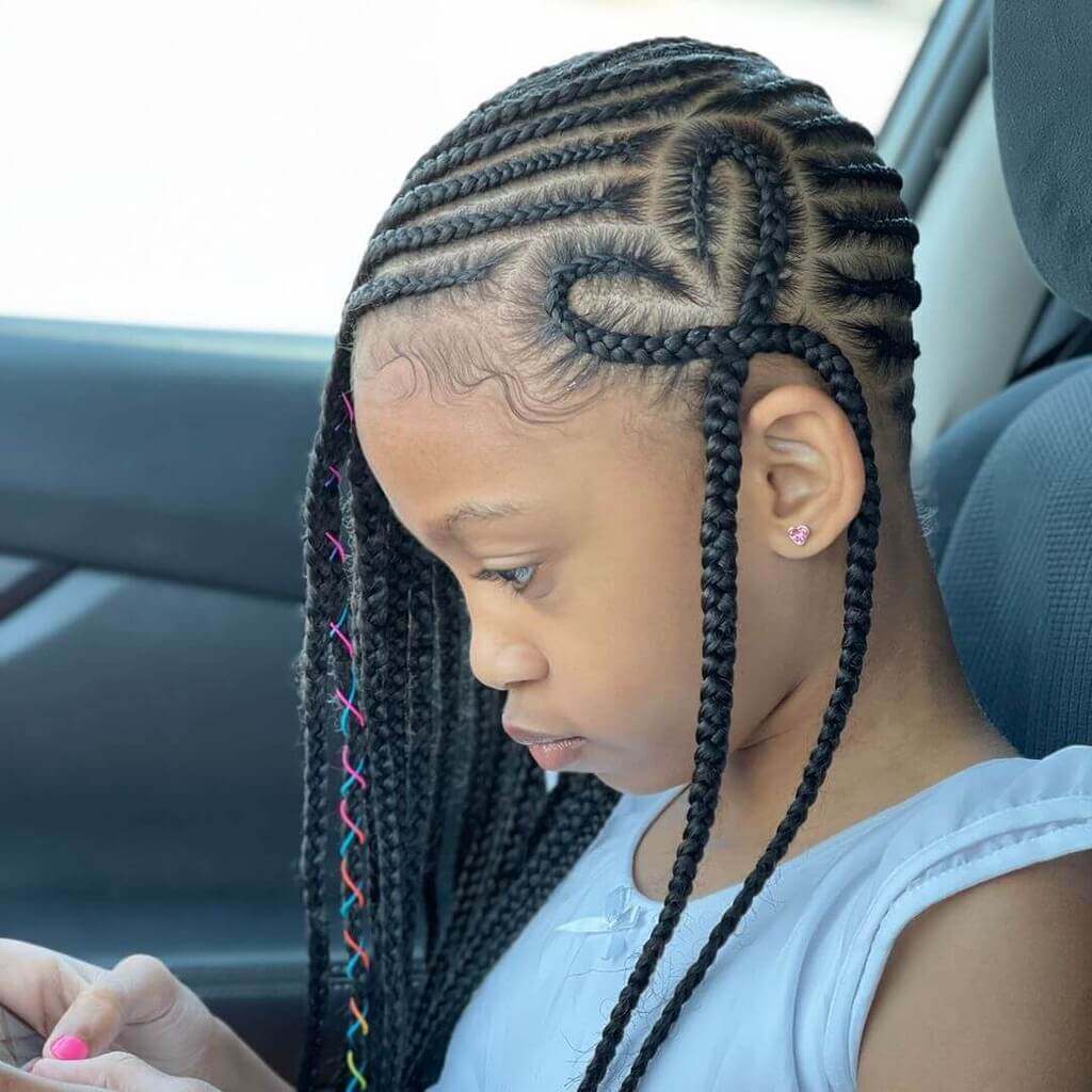 Knotless Braids with Heart on Side