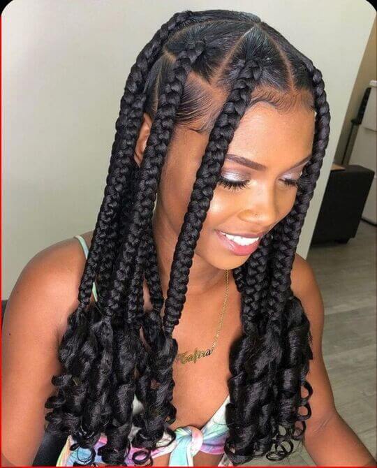 Spiralled Ends braids hairstyles for black girls 