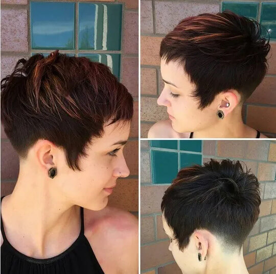 Pixie Cut with Brown Highlights