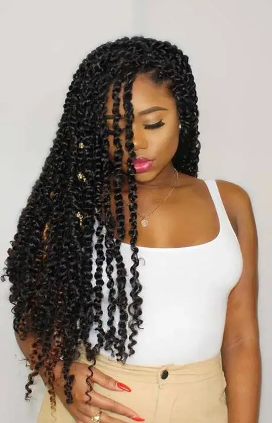 Long Passion Twists with Hair Cuffs