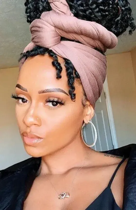 Passion Twists with Headscarf Hairstyle
