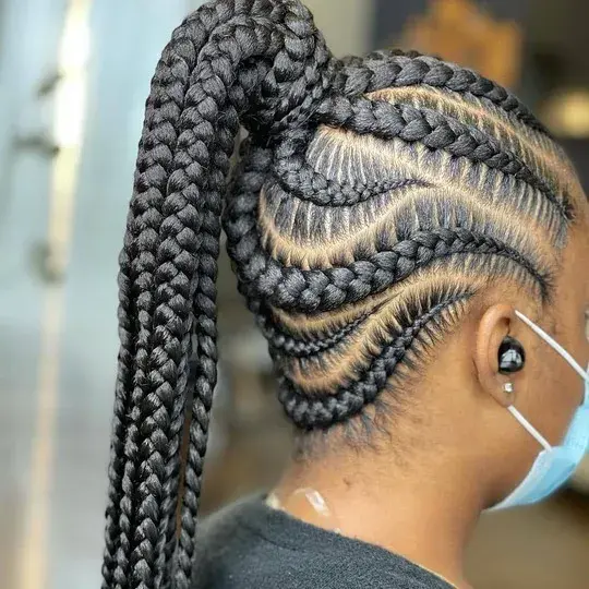 braids into a ponytail