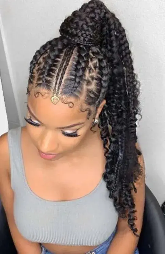 cornrow braided ponytail