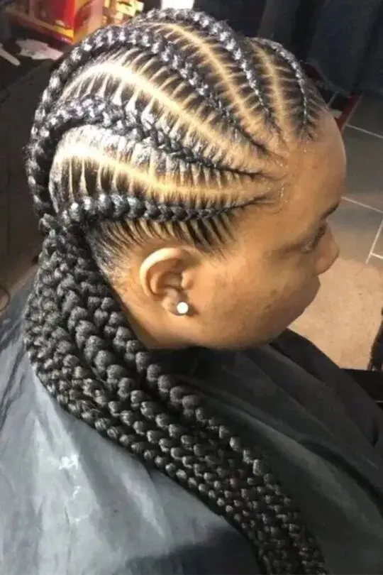 Stitch Braids With a Curved Pattern Hairstyle