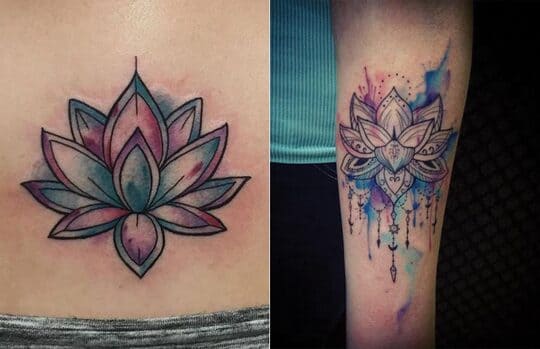 Lotus Watercolor Tattoo