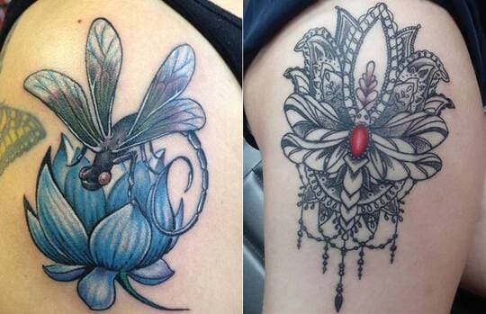 Lotus Dragonfly Tattoo