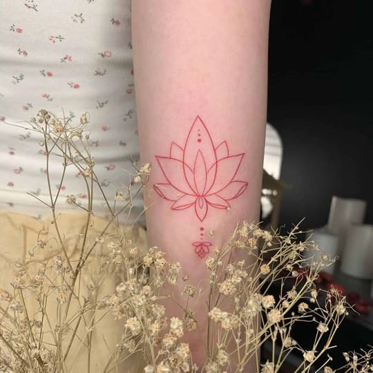 Tattoo of a Red Lotus Flower