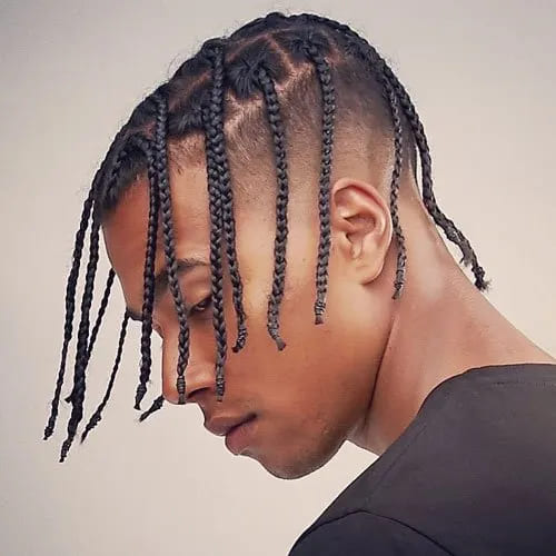 Men Box Braids With Fade Cut