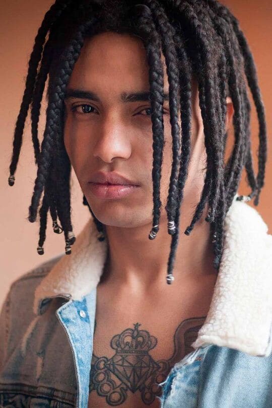 Thick Box Braids Men Look