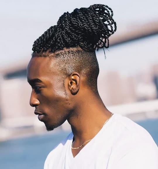 Box Braids Men Bun Style