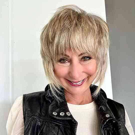 Short Blonde Shag with Bangs for Women Over 50