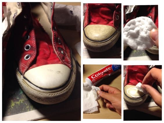 Toothpaste for clean white converse
