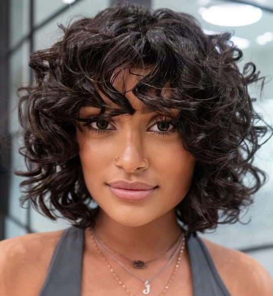 The A-line bob layered haircuts for curly hair