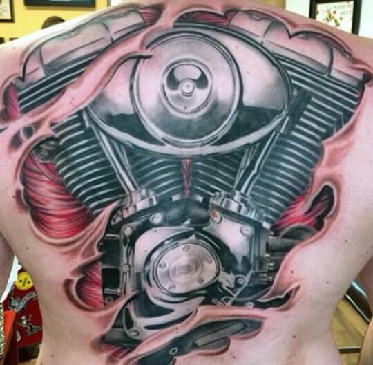 Harley-Davidson Parts and Engine Tattoo