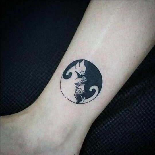 Ying Yang With Cats Tattoo