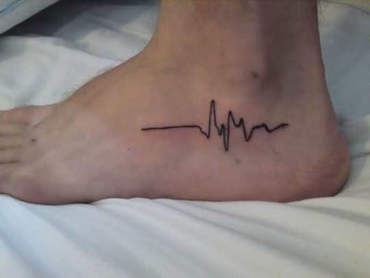Heartbeat ankle tattoo
