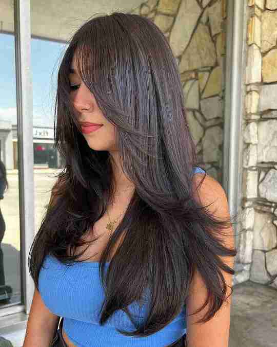 Long Layered Straight Hairstyles for Black Hair