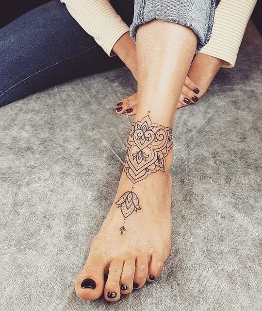 Mandalas ankle tattoo