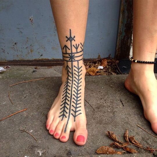 Norse runes ankle tattoo