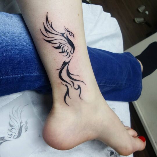Phoenix ankle tattoo