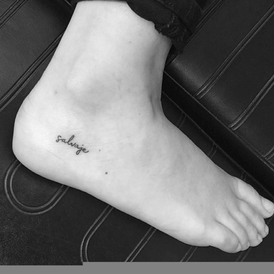 Single word ankle tattoos