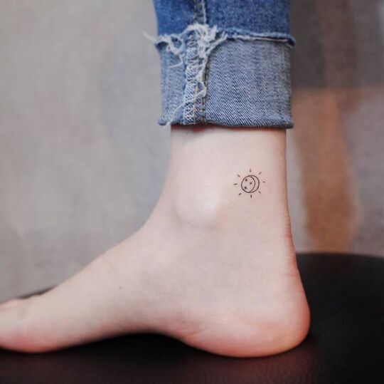 Sun ankle tattoo