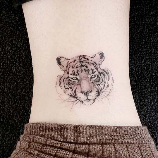 Tiger ankle tattoo