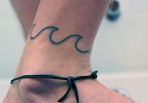 Waves ankle tattoo