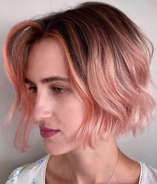 Rooted Rose Gold Hair Color