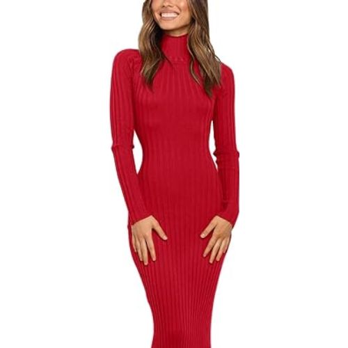 Women's Ribbed Long Sleeve Sweater Dress