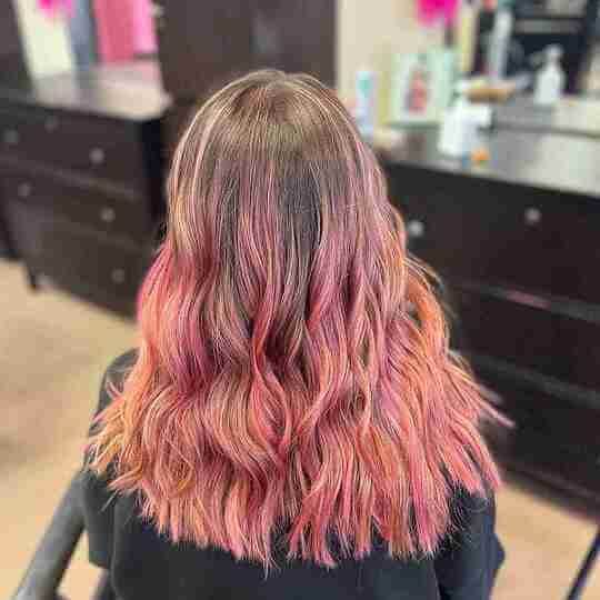 Vivid rose highlights Hair Color