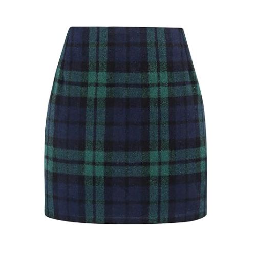 IDEALSANXUN Womens High Waist Plaid Skirt Bodycon Pencil Wool Mini Skirts