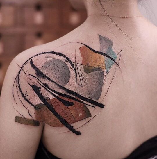 Abstract Tattoo on Shoulder for Women