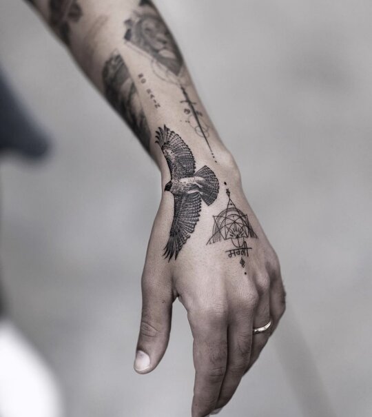 Bird Hand Tattoos for Men