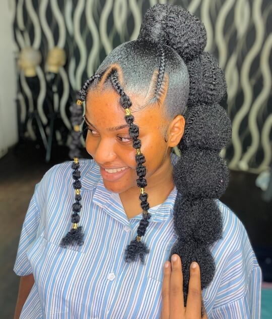 Bubble Braids on Curly Hair