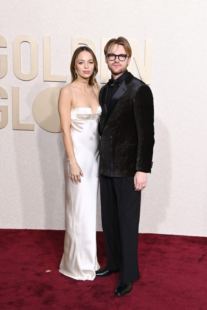 Claudia Sulewski and Finneas attend the 81st Annual Golden Globe Awards