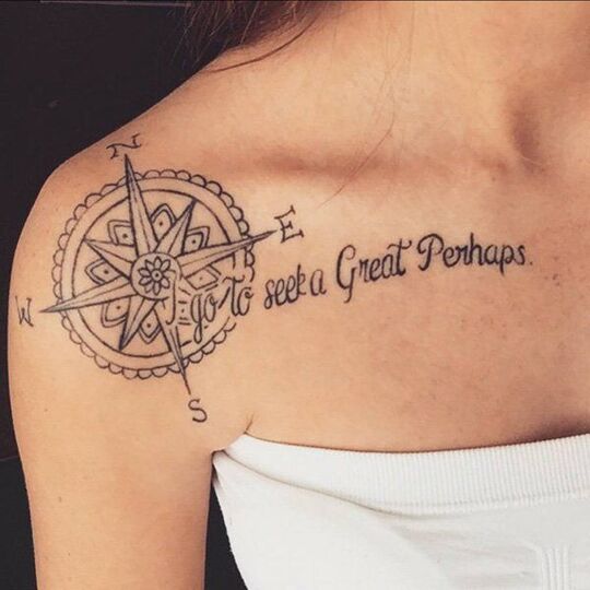 Compass Shoulder Tattoos for Women