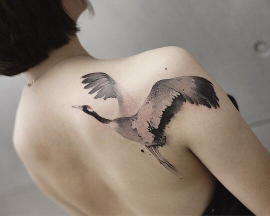 Cranes Shoulder Tattoos for Women