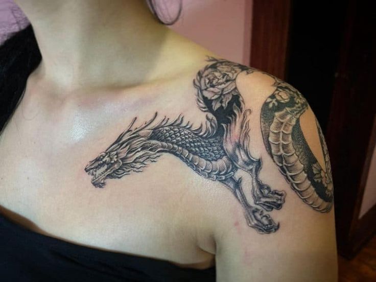 Dragon Shoulder Tattoos for Women