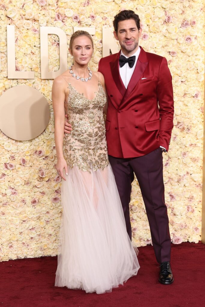 Emily Blunt and John Krasinski attend the 81st Annual Golden Globe Awards